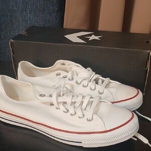 Converse White Low-Top Sneakers with Red Accents